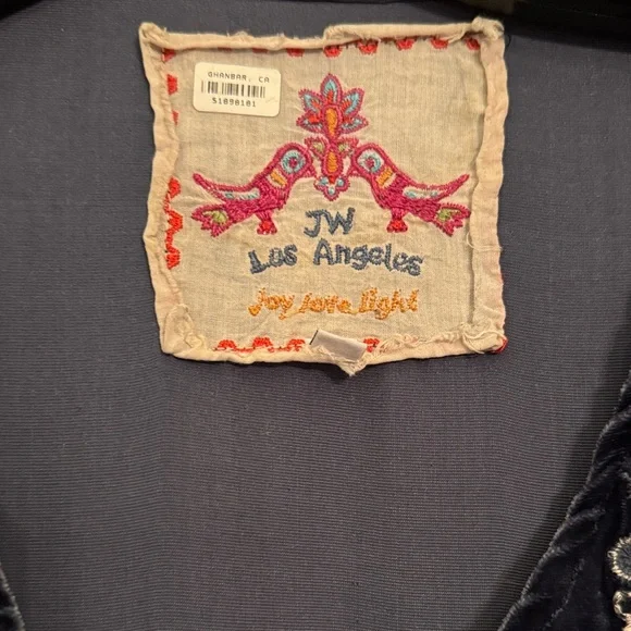 Johnny Was Blue Embroidered Top - Picture 2 of 7